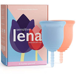Lena Sensitive Menstrual Cups - 2-Pack - Soft and Comfortable Tampon and Pad Alternative - Light to Heavy Flow - Small and Large - Made in USA