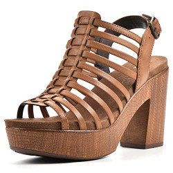 White Mountain Shoes Astonish Women's Platform Heel Sandal, Dk.Tan.Burn/Smooth, 8 M
