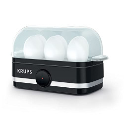 KRUPS Simply Electric Egg Cooker: Rapidly Cook Hard Boiled, Poached, Scrambled Eggs or Omelets. 6 Egg Capacity, Black