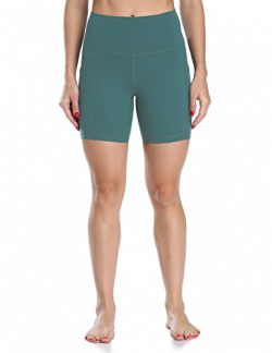 Colorfulkoala Women's High Waisted Biker Shorts with Pockets 6  Inseam Workout & Yoga Tights(S, Emerald Green)
