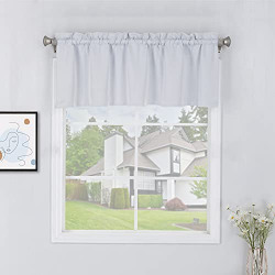 Beda Home Blackout-Valance for Small-Windows-Header-Thermal-Insulated-Room-Darkening-Rod-Pocket-Window-Curtain-Valance for-Kitchen-Basement, Set of 1-Panel (Light Greyish White, 52x18)