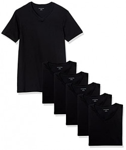 Amazon Essentials Men's V-Neck T-Shirt, Pack of 6, Black, Medium