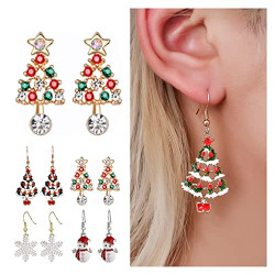 BLUGY Christmas Earrings Christmas Ornaments Jewelry Color Christmas Christmas Tree Cute Atmosphere Earring Jewellry Gift for Ladies