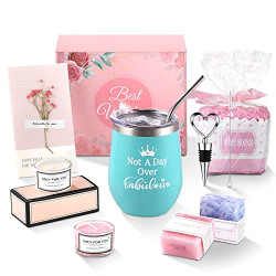 Birthday Gifts for Women Mom Her Best Friend Sister Girlfriend Wife Mother Coworker, Womens SPA Gifts Basket Box Christmas Anniversary Boss Day Gifts for Women Wine Cup Gifts Relaxing SPA Gift Set
