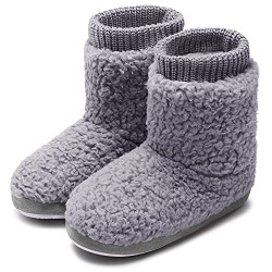 Women's Comfort Warm Faux Fleece Fuzzy Ankle Bootie Slippers Plush Lining Slip-on House Shoes Anti-Slip Sole Indoor/Outdoor