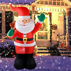 COOLWUFAN 6 FT Christmas Inflatables Santa Claus with Gifts Bag, Christmas Inflatables Outdoor Decorations, Built-in LED Lights Holiday Blow Up Yard Decoration Clearance for Yard, Holiday, Party