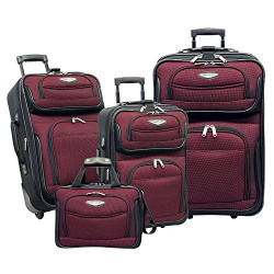 Travel Select Amsterdam Expandable Rolling Upright Luggage, Red, 4-Piece Set