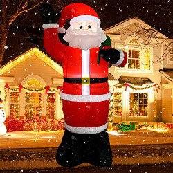 Higen Inflatable Christmas Yard Decorations 8FT Santa Claus with Gift Bag Blow Up Outdoor Decoration with Built-in LED Light for Indoor Outdoor Party Holiday Xmas Garden Lawn Decor