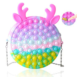 Gigilli Pop Purse for Teen Girls, Small Coin Purse Pop Shoulder Bag Fidgets Toys for Girls, Birthday Halloween Toys for Girls 8-12 Elk Handbag Sensory Toys Classroom Prizes for Student