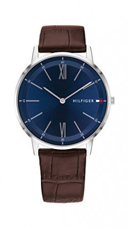 Tommy Hilfiger Men's Quartz Stainless Steel and Leather Strap Dressy Watch, Color: Brown (Model: 1791514)