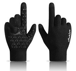 Achiou Winter Gloves for Men Women, Touch Screen Texting Warm Gloves with Thermal Soft Knit Lining,Elastic Cuff 3 Size Choice