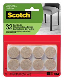 Scotch Felt Pads, Felt Furniture Pads for Protecting Hardwood Floors, Round, 1 in. Diameter, Beige, 32 Pads