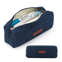 ANGOOBABY Small Pencil Case Student Pencil Pouch Coin Pouch Cosmetic Bag Office Stationery Organizer for Teen School-Dark Blue
