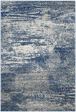 SAFAVIEH Evoke Collection 5'1  x 7'6  Navy/Ivory EVK272A Modern Abstract Non-Shedding Living Room Bedroom Area Rug