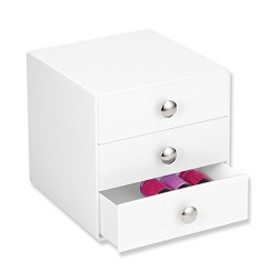 iDesign 3-Drawer Plastic Vanity Organizer, Compact Storage Organization Drawers Set for Cosmetics, Dental Supplies, Hair Care, Bathroom, Dorm, Desk, Countertop, Office, 6.5  x 6.5  x 6.5 , White