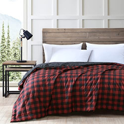 Eddie Bauer - Queen Blanket, Lightweight Reversible Bedding, Buffalo Plaid Home Decor for All Seasons (Red/Black, Queen)