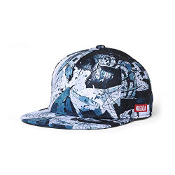 NUZADA Snapback Hats for Men Flat Bill Hat Hip Hop Style Originales Print Adjustable Flat Brim Baseball Cap Blue
