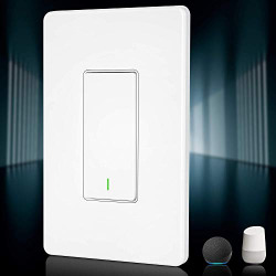 AAbppbAA Smart Light Switch, Single Pole WiFi Light Switch Compatible with Alexa and Google Assistant, Needs Neutral Wire, Control Lighting from Anywhere, 1-Pack, White
