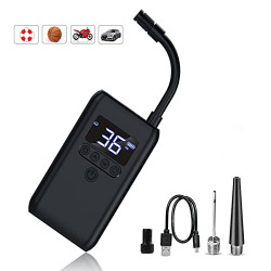 FUMOSI Portable Air Compressor Tire Inflator, Car Tire Inflator with Rechargeable 2000mAh Digital Pressure Gauge LED Flashlight SOS for Car Tires/Bikes/Motorcycle/Balls/Pool Toys/Swim Ring