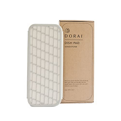 Dorai Home Dish Pad  Collapsible Kitchen Drying Mat  Wrapped in Silicone Webbing to Protect Dishes  Dries Instantly  Modern and Stylish  Minimal Design to Match Any Countertop  Sandstone