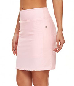 Mounblun Women's Active Athletic Skort Lightweight Tennis Skirt Perfect for Running Training Sports Golf (Pink, XL)
