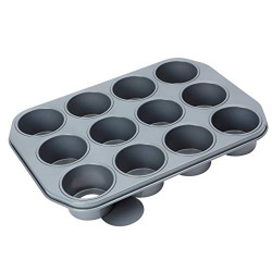 Baker's Pride 3-inch x 1.75-inch Heavy Gauge Non Stick Professional 12-Piece Cup Dessert Pan with Loose Bases