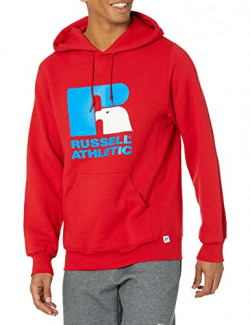 Russell Athletic Men's Graphic Dri-Power Pullover Fleece Hoodie, Red-Big Logo, Small