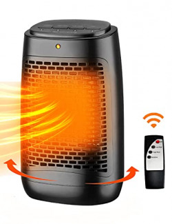 Llkboha Electric Space Heater, Remote, 1500W Fast Heating Ceramic Electric Heater with Thermostat , Multiple Safety Protection, 60degOscillating Portable Heater for Office/Bedroom black small-Remote