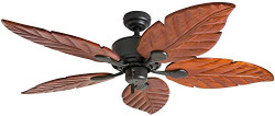 Honeywell Ceiling Fans Willow View Fan - 52-in Tri Mount Indoor Fan with Pull Chain - Ceiling Fan with No Light - Tropical-style Room Fan with Hand Carved Wooden Leaf Blades - 50501-01 (Bronze)