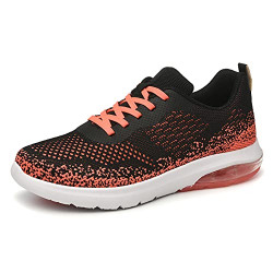 SIRUIYUAN Women Lightweight Running Shoes for Women-Slip On Sneakers for Women (Black/Orange, Numeric_7)
