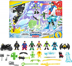 Fisher-Price Imaginext DC Super Friends Advent Calendar, 24 mystery toys including figures, accessories and a vehicle for preschool kids