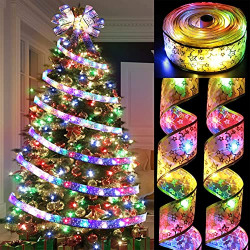 Ganfancp 13.12ft LED Ribbon Christmas Lights,40 LED Waterproof Battery Powered Christmas String Lights for Christmas Tree,Xmas Party Decoration Indoor Outdoor Hanging Decor