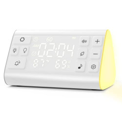 JKZ White Noise Machine with 35 High Fidelity Soothing Sounds, Sound Machine with 7 Colors Night Lights for Sleeping,Built-in Alarm Clock,Temperature and Humidity,Sleep Sound Machine for Baby,Adults