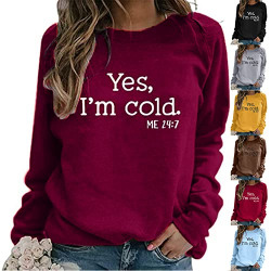 SWEETSHION Fun Sweatshirts for Women Trendy Sayings Printing Hatless Collar Long Sleeve Ladies Casual Shirts Blouses Size S-3XL Wine