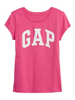 GAP Girls Short Sleeve Logo T-Shirt T Shirt, Wednesday Pink, X-Large US