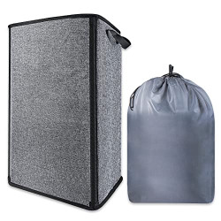 Laundry Hamper with Removable Liner, 90L Lightweight Collapsible Clothes Hamper with Laundry Bag for Small Space, Foldable Laundry Basket for Bedroom Bathroom Closet, Light Grey