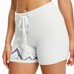 Snuggle Sac Women's Comfy Drawstring Casual Shorts Summer Elastic Waist Knit Lounge Shorts Relaxed Fit Shorts, Blue/Large