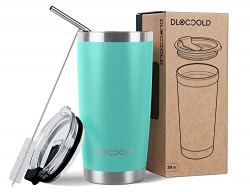 DLOCCOLD 20 oz Tumbler with Lid and Straw, 18/8 Stainless Steel Vacuum Insulated CoffeeTumbler,Insulated Travel Mug Water Cup with Leak-Proof Flip Lid,Metal Straw,Cleaning Brush & Gift Box