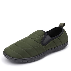 DREAM PAIRS Men's Water-Resistant Winter Warm Slippers, Slip-on Indoor Outdoor Machine Washable House Shoes, Dsl217m, Dark/Green, Size 8