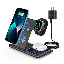 Wireless Charger Station,RUI MAI LAI 3 in 1 Wireless Charger for Apple iPhone/iWatch/Airpods,iPhone 13/12/11 (Pro, Pro Max)/XS/XR/XS/X/8(Plus),iWatch 7/6/SE/5/4/3/2,AirPods 3/2/pro (Black)