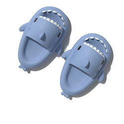 Shark Slides for Men and Women Super Soft Cute Cartoon Non-Slip Novelty Open Toe Sandals Fashionable Cute Beach Slippers Indoor & Outdoor, Summer Adult Couple Shoes Beach Slippers (BLUE 7.5-8 Women/6.5-7 Men)