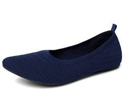 AKMUSI Women's Pointed Toe Flat Shoes Black Ballet Shoes Stylish Breathable and Machine Washable Casual Shoes Dress Shoes (Dark/Blue, Numeric_8)