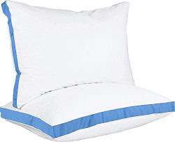 Utopia Bedding Bed Pillows for Sleeping, Queen Size, Set of 2, Cooling Hotel Quality, Gusseted Pillow for Back, Stomach or Side Sleepers (Blue)