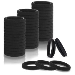 40Pcs Black Hair Ties,Black Seamless Hair Ties,Elastic Ponytail Holders for Girls Hair Styling Accessories,Hair Bands for Women's or Men's Hair,No Damage for Thick Hair(HoPliGhe)