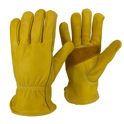 Leather Work Gloves for Garden Yard Heavy Duty Safety Protection