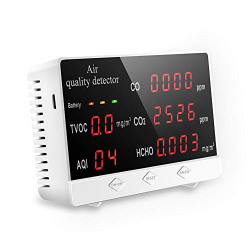 Air Quality Monitor Accurate Tester for CO2 Formaldehyde(HCHO) TVOC/AQI Multifunctional Air Gas Detector Real Time Data&Mean Value Recording for Home Office and Various Occasion(White)