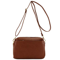 Triple Zip Small Crossbody Bag (Mocha)