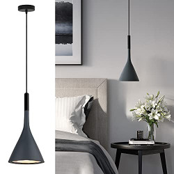 iYoee Mini Pendant Light Fixture for Kitchen Island Grey Hanging Chandelier Light fixtures E26 Base Living Room Bedroom Bedside Adjustable Ceiling Light,Free 5W LED Bulb
