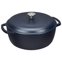 Amazon Basics Enameled Cast Iron Covered Dutch Oven, 7.3-Quart, Matte Navy