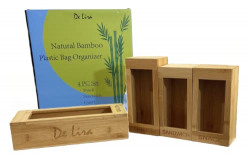 De Lira Ziplock Bag Organizer for Drawer - 4 Pcs Bamboo Bag Organizer, Handy Storage Bag Organizer Compatible with Ziploc, Solimo, Glad for Gallon, Quart, Sandwich, Snack & Variety Size Bags
